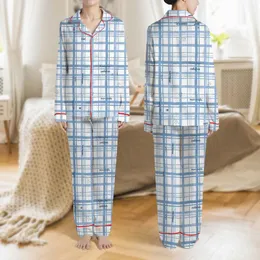 Women's Muted Blue White Hand-Drawn Plaid Whimsical Script Text & Star Dots Satin Pajamas Set