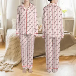 Women's Soft Pink Tone-on-Tone Striped Pattern with Black Script LOVE Hearts & Dot Clusters Satin Pajamas Set