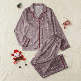 Women's Muted Mauve Pink Minimalist Flat White Bow Heart Star Pattern Satin Pajamas Set
