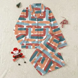Women's Muted Brick Red Terracotta Blue Teal Abstract Hand-Drawn Textured Brushstroke Pattern Satin Pajamas Set