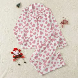Women's Plush Dusty Rose Pink Hand-Drawn Irregular Heart Cow Print White Background Satin Pajamas Set