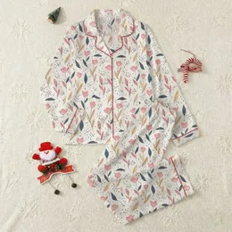 Adults' Seamless All-Over Illustrative Botanical Pattern, Rose Pink Charcoal Blue Champagne Beige Flowers Slender Leaves Black Outlines Off-White Background Satin Pajamas Set