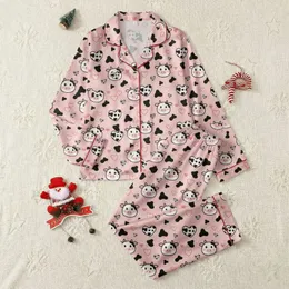 Women's Adorable Pastel Pink Cow Head, Black Spots & Spotted Heart Pattern Satin Pajamas Set