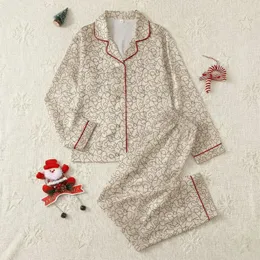 Women's Sophisticated Champagne Black Abstract Flowing Swirls Line Art Pattern Satin Pajamas Set