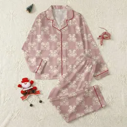 Women's Muted Pastel Pink Off-White Lace-Inspired Floral Filigree Pattern Satin Pajamas Set