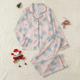 Women's Whimsical Light Pink Undersea Pattern with Blue Teal Sea Turtles, Peach Starfish & White Shells Satin Pajamas Set