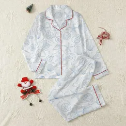 Coastal Decor Enthusiasts' White & Sky Blue Hand-Drawn Vintage Marine Seashell Starfish Ribbon Pattern Satin Pajamas Set