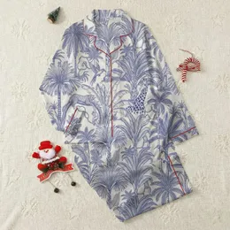 Nature Lovers' Intricate Indigo Blue Toile de Jouy Tropical Jungle Safari Animal Pattern Satin Pajamas Set