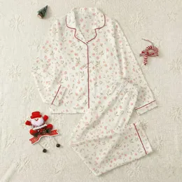 Women's Creamy Off-White Whimsical Bellflower Peach Pink Butterfly & Lilac Bow Pattern Satin Pajamas Set