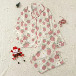 Women's Whimsical Naive Aesthetic Rose Pink Strawberry Sage Green Daisy Floral Pattern on Light Beige Satin Pajamas Set
