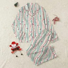 Women's Whimsical Hand-Drawn Wavy Stripes Pastel Pink Teal Cream with Fuchsia Star Heart Accents Satin Pajamas Set