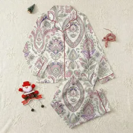 Women's Ornate Illustrative Paisley Botanical Scrollwork Tapestry in Muted Rose & Sage Green Satin Pajamas Set