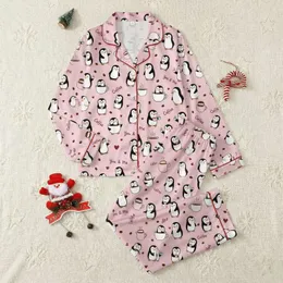 Coffee & Cozy Fans' Whimsical Pastel Pink Penguin Mug & Heart All-Over Print Satin Pajamas Set