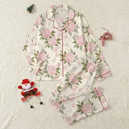Women's Painterly Blush Peony & Rose Bloom - Pastel Floral Butterfly Satin Short-Sleeve Pajamas Set