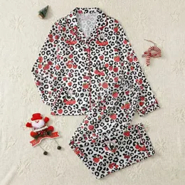 Playful Sweetheart's Black Leopard Spot Cherry Strawberry Raspberry Bow Item Satin Pajamas Set