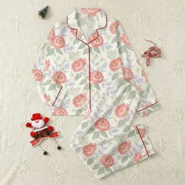 Women's Hand-Drawn Vintage Botanical Roses Peonies Jasmine Seamless Pattern in Soft Peach Coral Sage Cream Satin Pajamas Set