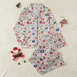 Women's Whimsical Folk Art Botanical Avian Pattern: Vivid Flowers, Birds in Scarlet, Fuchsia, Navy, Emerald on White Satin Pajamas Set