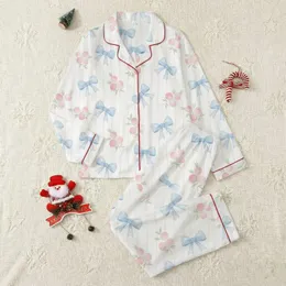 Ethereal Dreamer's Delicate Baby Blue Bows Pink Flowers Watercolor Relaxed Top Satin Pajamas Set