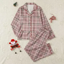 Women's Muted Dusty Rose Cream Charcoal Black Flat Graphic Tartan Plaid Satin Pajamas Set