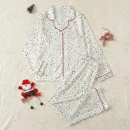 Women's Pristine Off-White Dark Brown Minimalist Scattered Polka Dot Elegant Classic Design Satin Pajamas Set