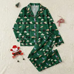 Women's Emerald Green Black Tartan Plaid Periwinkle Blue Cowboy Boot Surfboard Icons Satin Pajamas Set