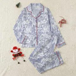 Mythology & Nature Lovers' Vintage Indigo Toile De Jouy Classical Landscape Nymphs Satyrs Swans Satin Pajamas Set