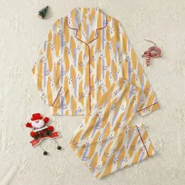 Women's Cream Abstract Hand-Drawn Brushstroke Pattern with Muted Yellow-Orange, Lavender & Dark Purple Dots Satin Pajamas Set