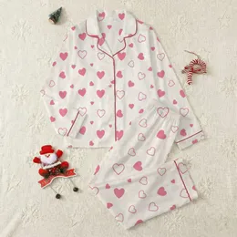Women's Soft Rose Pink Hearts, Delicate Outlines & Vibrant Polka Dots on Subtle Pinstripe Satin Short-Sleeve Pajamas Set