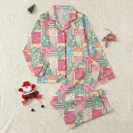Vibrant Eclectic Patchwork: Vintage Floral Quilt Pastel Pink Mint Teal Artwear Satin Pajamas Set