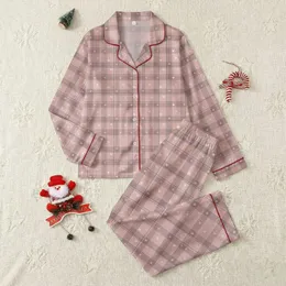 Romantic Rose Pink Plaid with Subtle Cream Hearts & Grey-Brown Grid - Custom Design Satin Pajamas Set