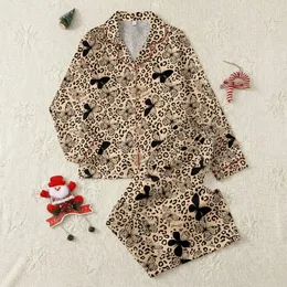 Women's Seamless Peachy-Beige Black Leopard Spot & Butterfly Silhouettes with 'You Are Beautiful' Script Satin Pajamas Set
