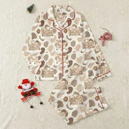 Animal Lovers' Whimsical Watercolor Baby Calves Crib Clouds Stars Creamy Off-White Brown Spot Pattern Satin Pajamas Set
