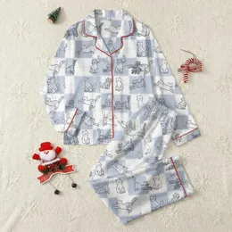 Women's Playful Hand-Drawn Plaid Cats Pattern Light Blue-Grey & White Graphic Satin Pajamas Set