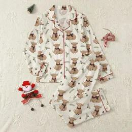 Cottagecore Enthusiasts' Fluffy Highland Cow Red Green Plaid Scarf Evergreen Cream Pattern Satin Pajamas Set