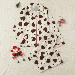 Couples' Rustic Organic Flowing Dark Chocolate & Creamy Off-White Blotches Satin Pajamas Set