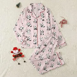 Panda Lover's Pastel Pink Dreamscape: Cute Sleepy Cartoon Panda Moons & Stars Pattern Satin Pajamas Set