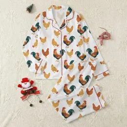 Farmhouse Charm: Vibrant Storybook Roosters, Pecking Hens, Red Combs & Teal Tails  Garment Kid Satin Pajamas Set
