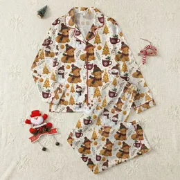 Cozy Winter Lovers' Whimsical Highland Cow Snowman Plaid Pattern with Hot Cocoa, Golden Trees, Red & Green Accents Satin Pajamas Set