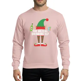 Holiday Humor Enthusiasts' Bold Green Red Mezcal Elf Flat Vector Artwork with Shot Glass and Lime Sweatshirt