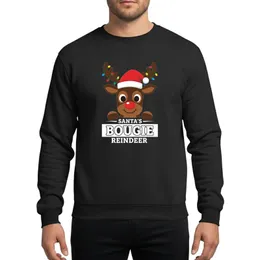 Holiday Humor Fans' Bougie Reindeer, Red Nose, Santa Hat, Colorful Antler Lights & 'SANTA'S BOUGIE REINDEER' Text Sweatshirt