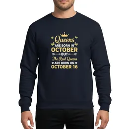 Women's October 16 Birthday Metallic Gold White Typographic Crown Butterfly Script Graphic Sweatshirt