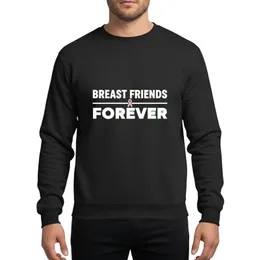 Support Advocates' Bold White 'Breast Friends Forever' Light Pink Ribbon Graphic Sweatshirt
