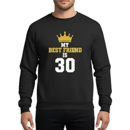 Friends' 30th Birthday Golden Yellow White Glitter Distressed Crown 'My Best Friend Is 30' Typography Sweatshirt