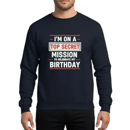 Birthday Celebrants' Distressed White Red Top Secret Mission Typography Stamp Sweatshirt