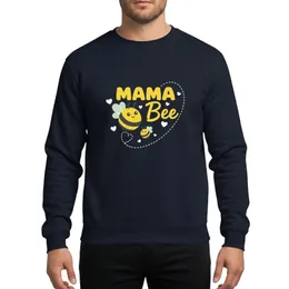 Mothers' Whimsical Bright Yellow Dark Grey Mama Baby Bee Cartoon Duo Heart Flight Path Art Sweatshirt