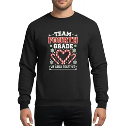 Fourth Grade Squad Distressed Red White Candy Cane Heart Snowflakes TEAM FOURTH GRADE WE STICK TOGETHER Vintage Design Sweatshirt