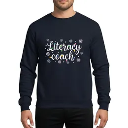 Literacy Coach Squad Festive White Script Christmas Light Bulbs Multi-Color Snowflakes Sweatshirt