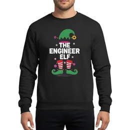 Holiday STEM Enthusiasts Whimsical Green Elf Hat with Golden Gear & White 'ENGINEER ELF' Text, Red Striped Details Sweatshirt
