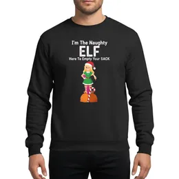 Holiday Humor Enthusiasts' Winking Blonde Elf Green Tunic Red Hat Striped Socks Festive Gift Sacks Candy Cane Sweatshirt