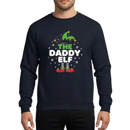 Fathers' Vibrant Red Green White 'THE DADDY ELF' Christmas Art with Jester Hat & Striped Socks Sweatshirt